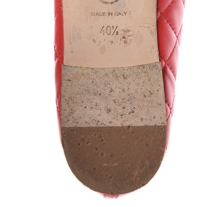 Chanel Lambskin Quilted Cap Toe CC Ballerina Flats 40.5 Light Red 11 of 12