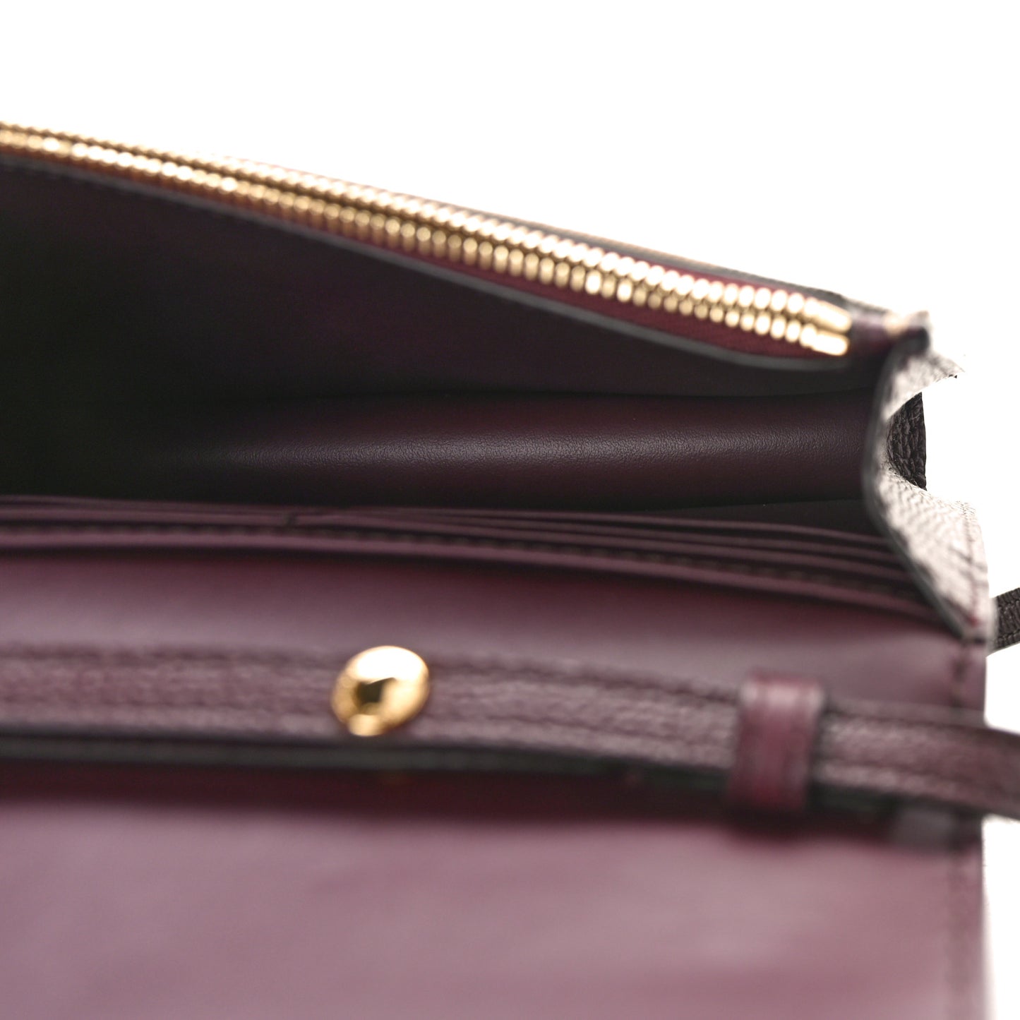 Grained Calfskin House Check Tartan Mix Hampshire Wallet On Chain Burgundy