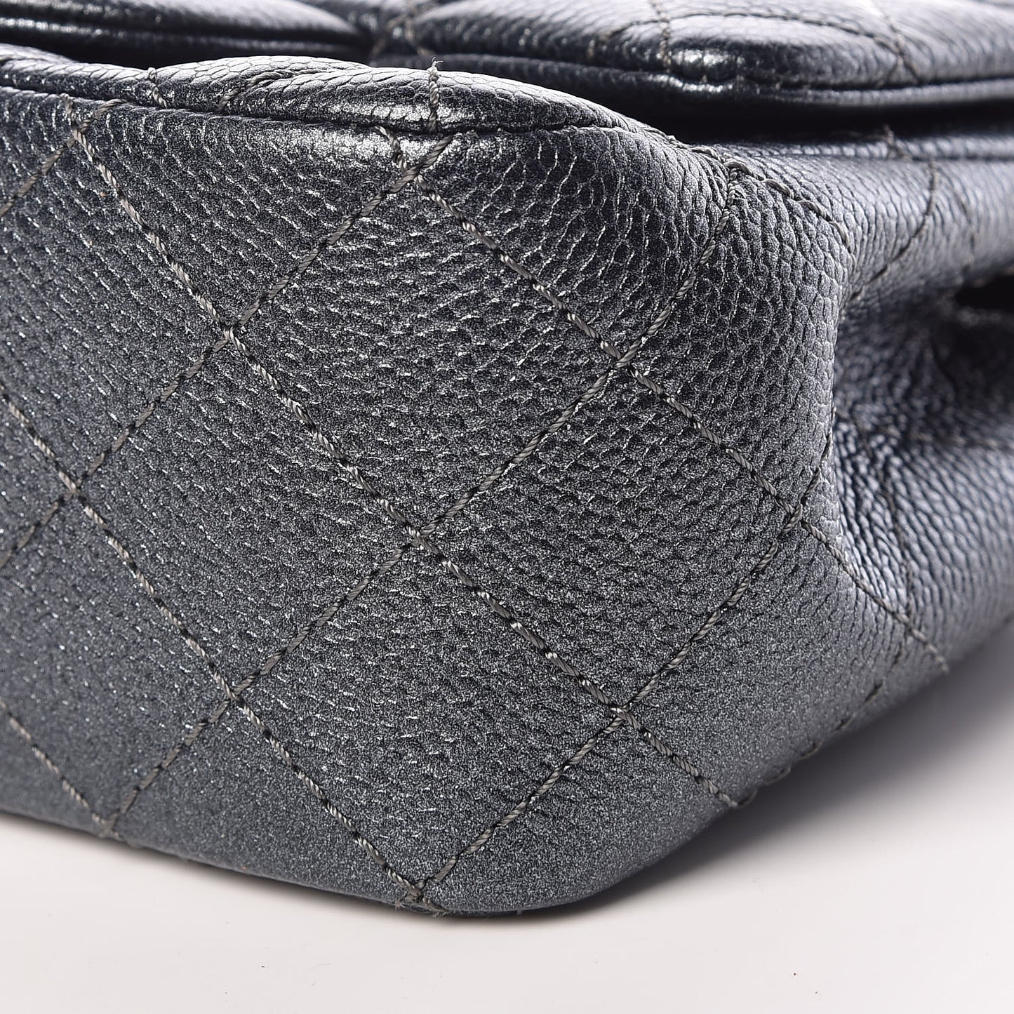 Metallic Caviar Quilted Mini Square Flap Dark Blue