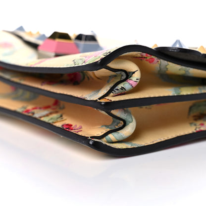 Fendi Vitello Marie Antoinette Print Scalloped Mix Studded Small Kan I Shoulder Bag Panna Multicolor 9 of 13