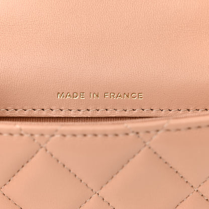 Chanel Lambskin Quilted Top Handle Flap Coin Purse With Chain Beige 7 of 12