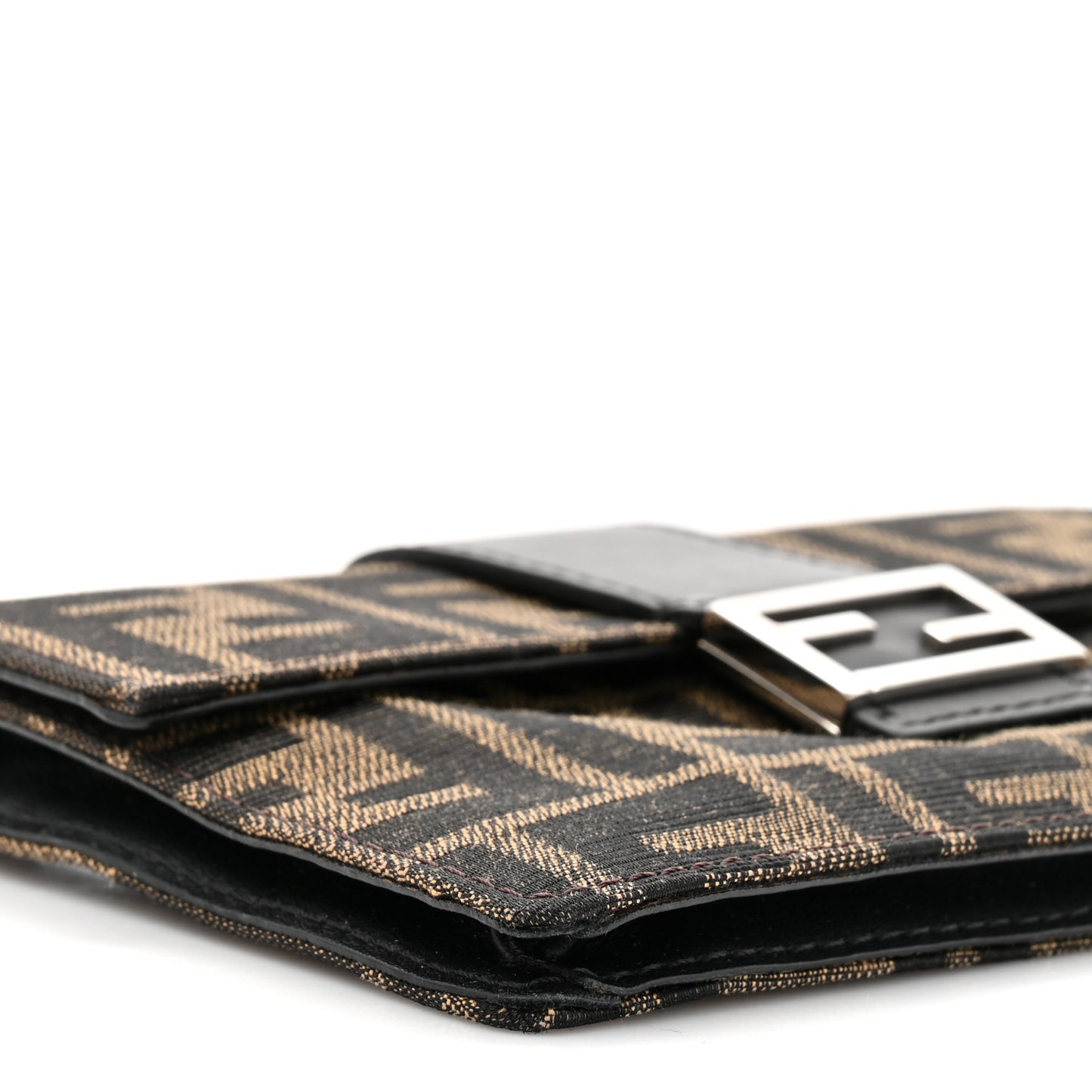 Recycled Fabric Jacquard Vitello Grace FF 1974 Baguette Belt Pouch Tobacco Moro Black