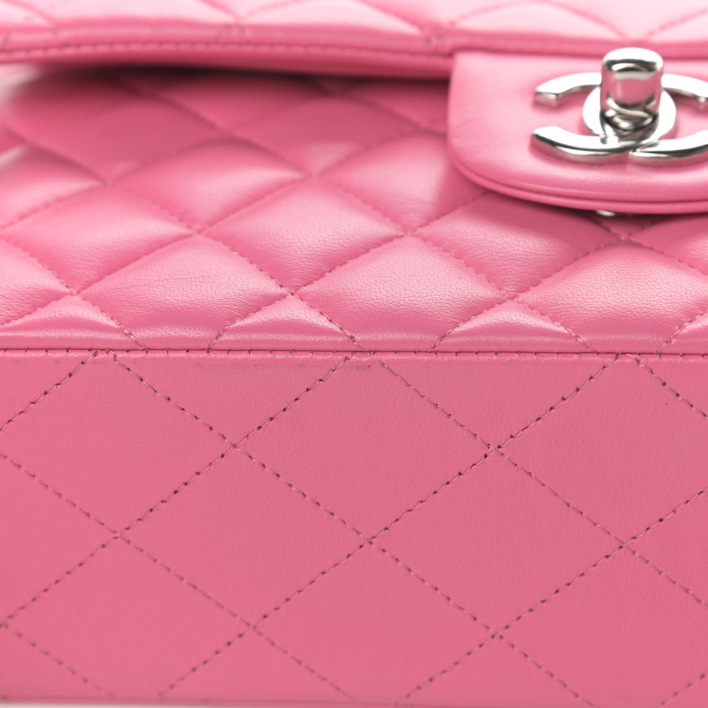 Lambskin Quilted Small Double Flap Pink