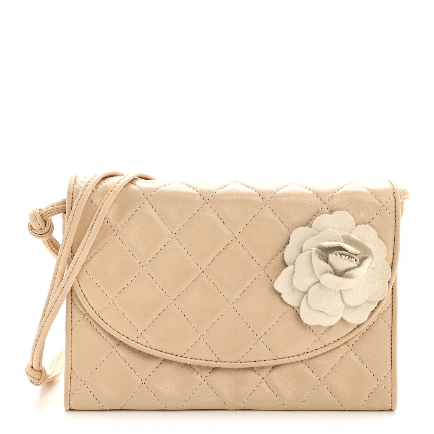Chanel Lambskin Quilted Mini Camellia Flap Beige 1 of 15