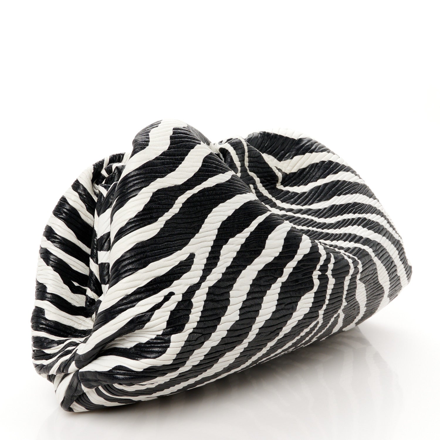 Bottega Veneta Nappa Zebra Print The Pouch Oversized Clutch White Black 3 of 11