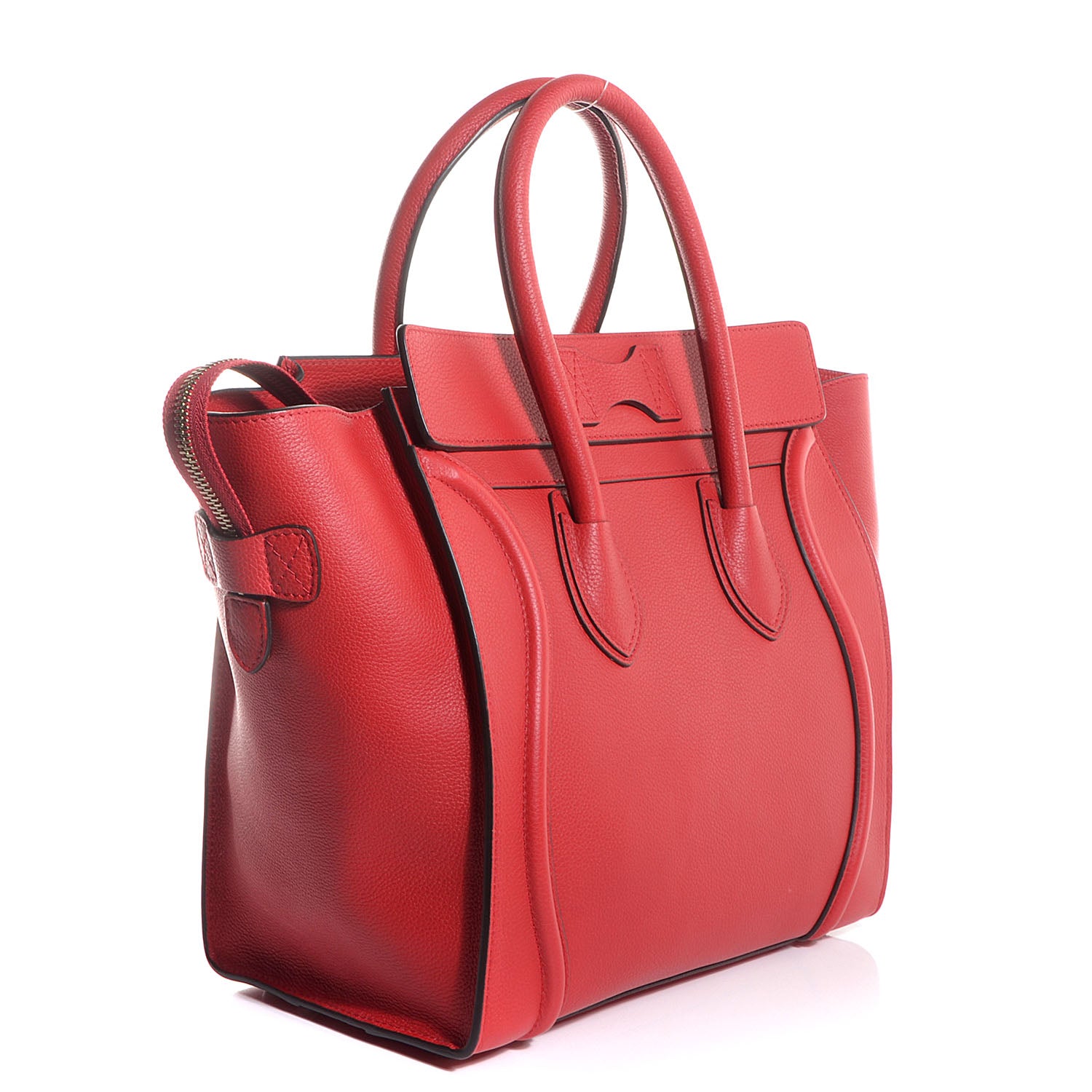 Celine Drummed Calfskin Mini Luggage Vermillion 3 of 9