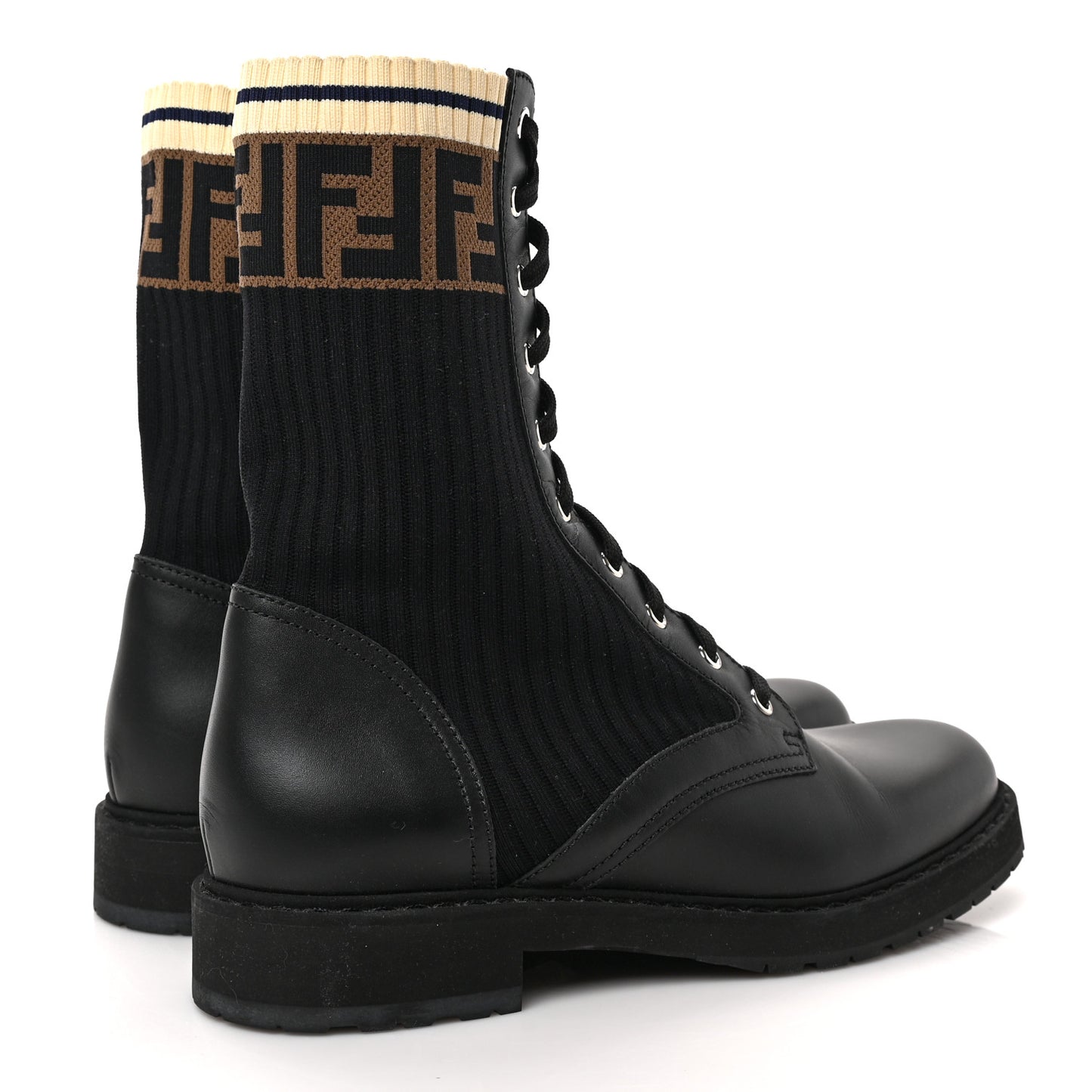 Calfskin Stretch Fabric Rockoko Biker Boots 41 Tobacco Black Marino