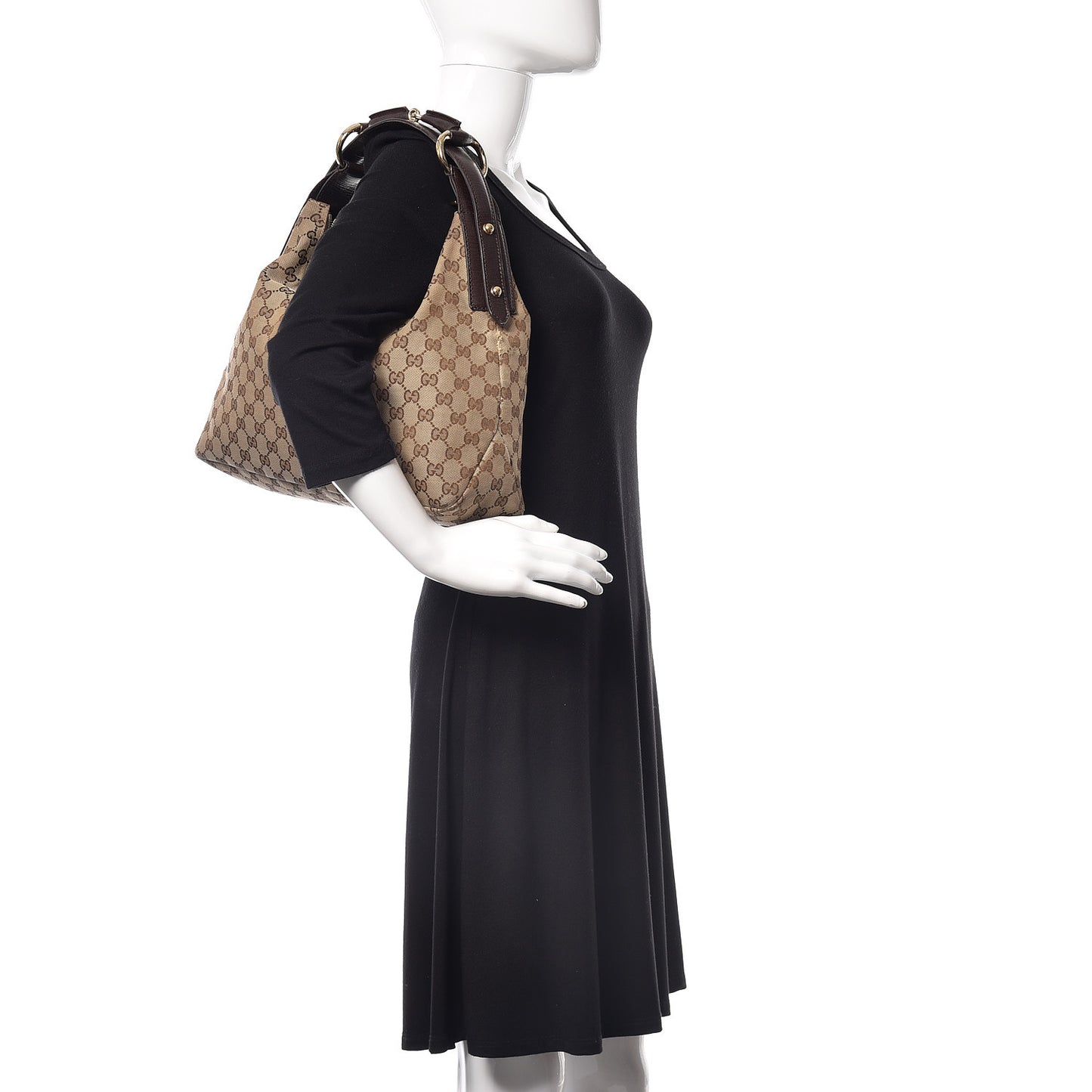 Monogram Medium Horsebit Chain Hobo Dark Brown