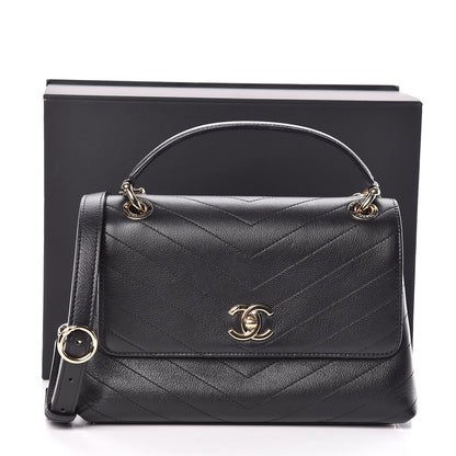 Chanel Grained Calfskin Small Chevron Chic Top Handle Flap Black 11 of 11