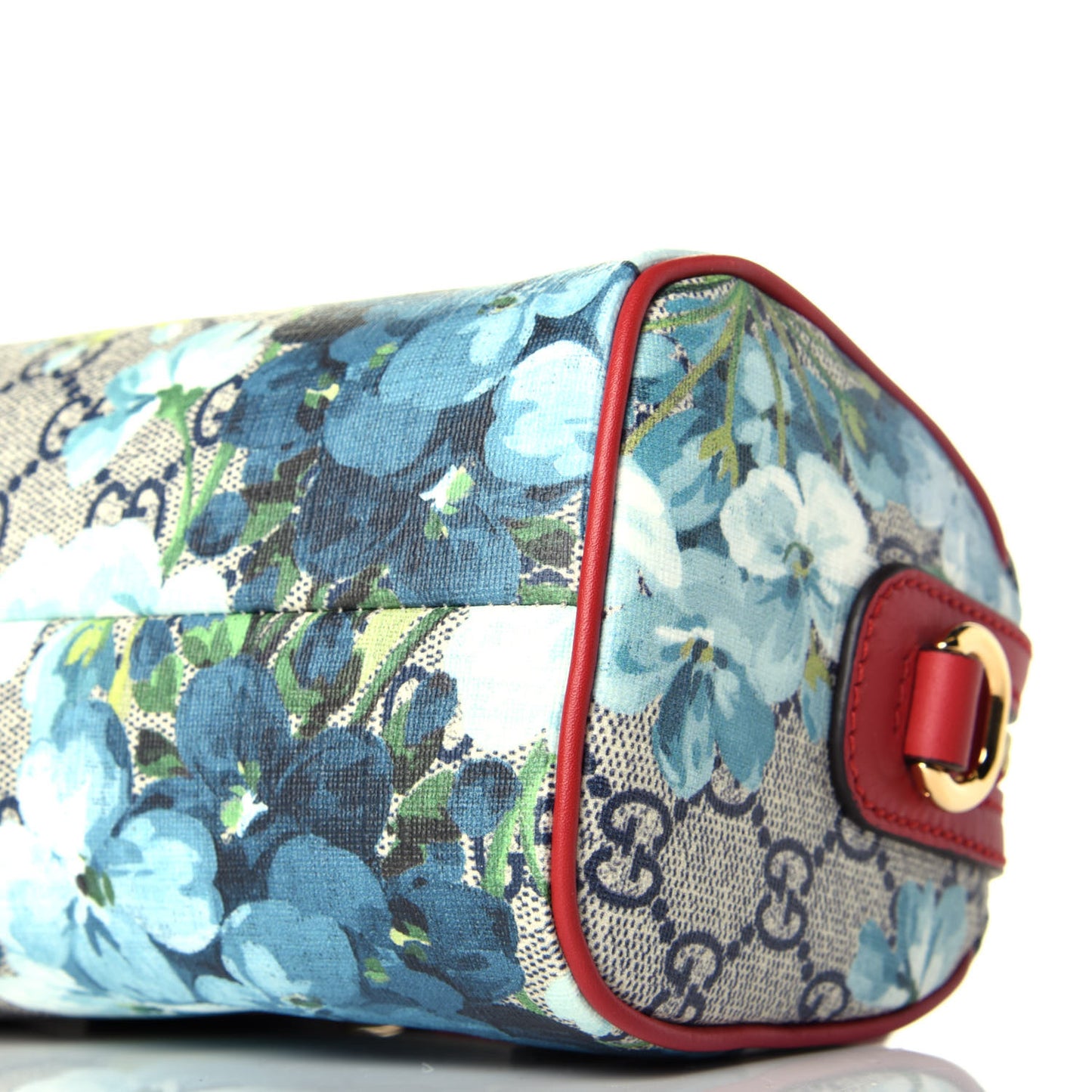 GG Supreme Monogram Blooms Mini Boston Navy Blue Hibiscus