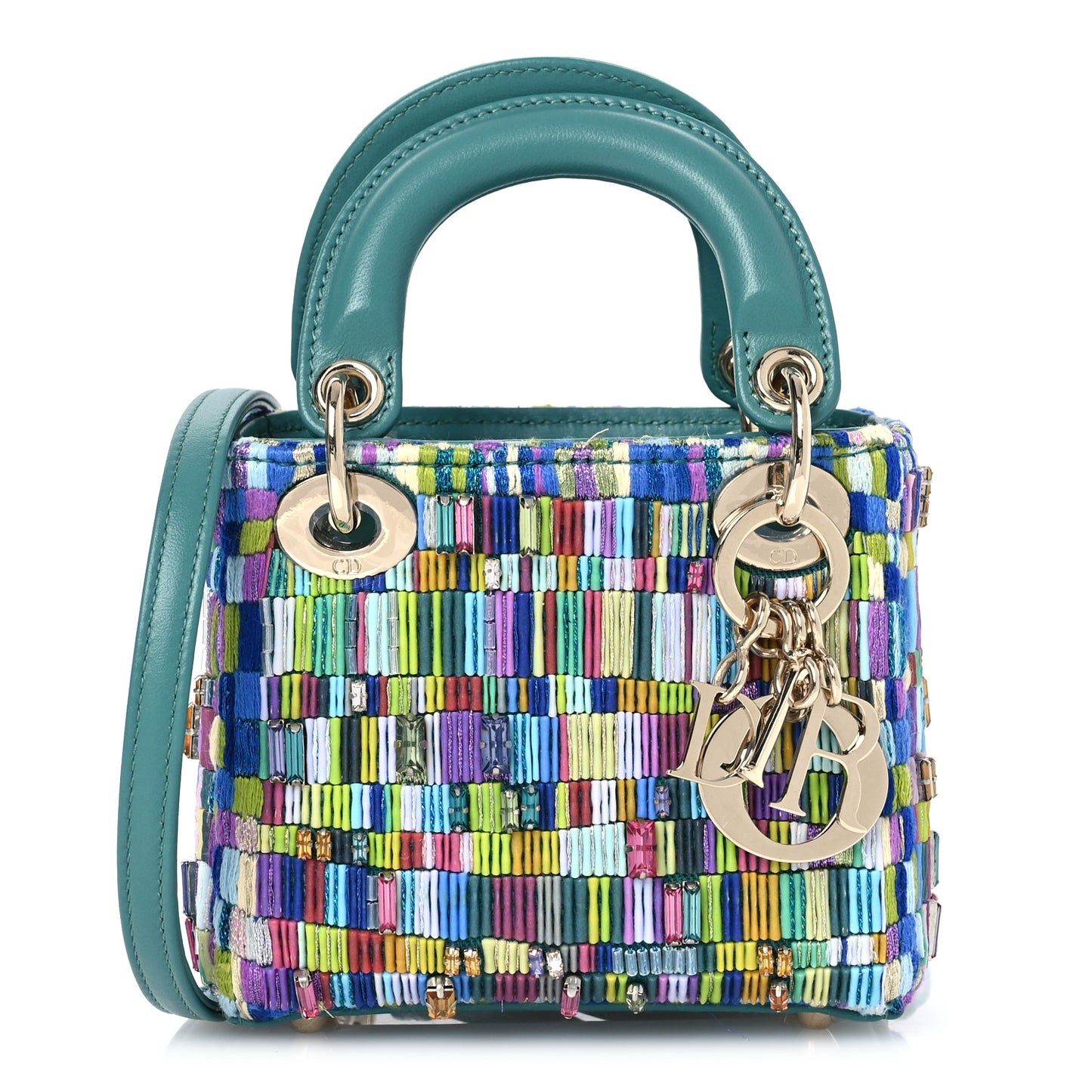 X MINJUNG KIM Lambskin Embroidered Crystal Micro Lady Dior Art Multicolor