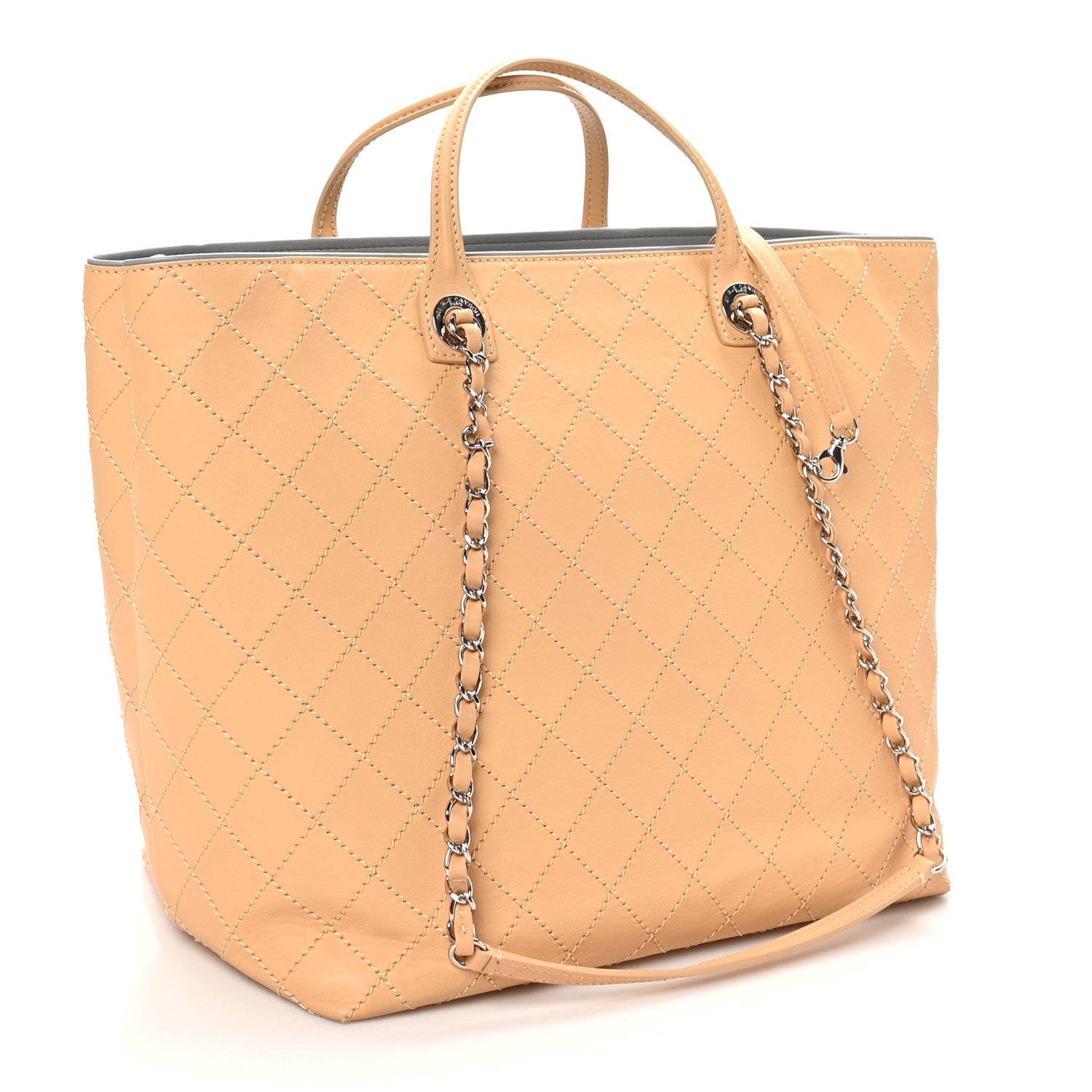 Chanel Calfskin Stitched Medium Shopping Tote Beige 3 of 10
