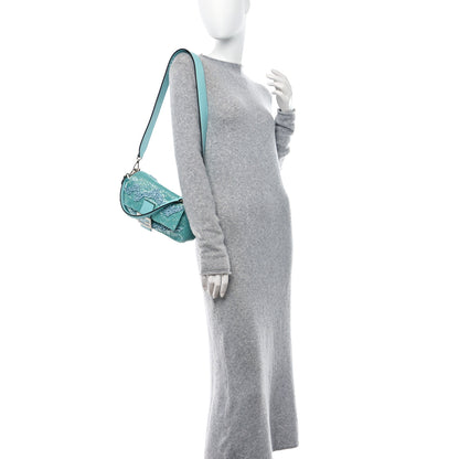 Fendi Rolling Stone Vitello Seta Bead Embroidered Re-Edition Baguette Spring Turquoise 2 of 9