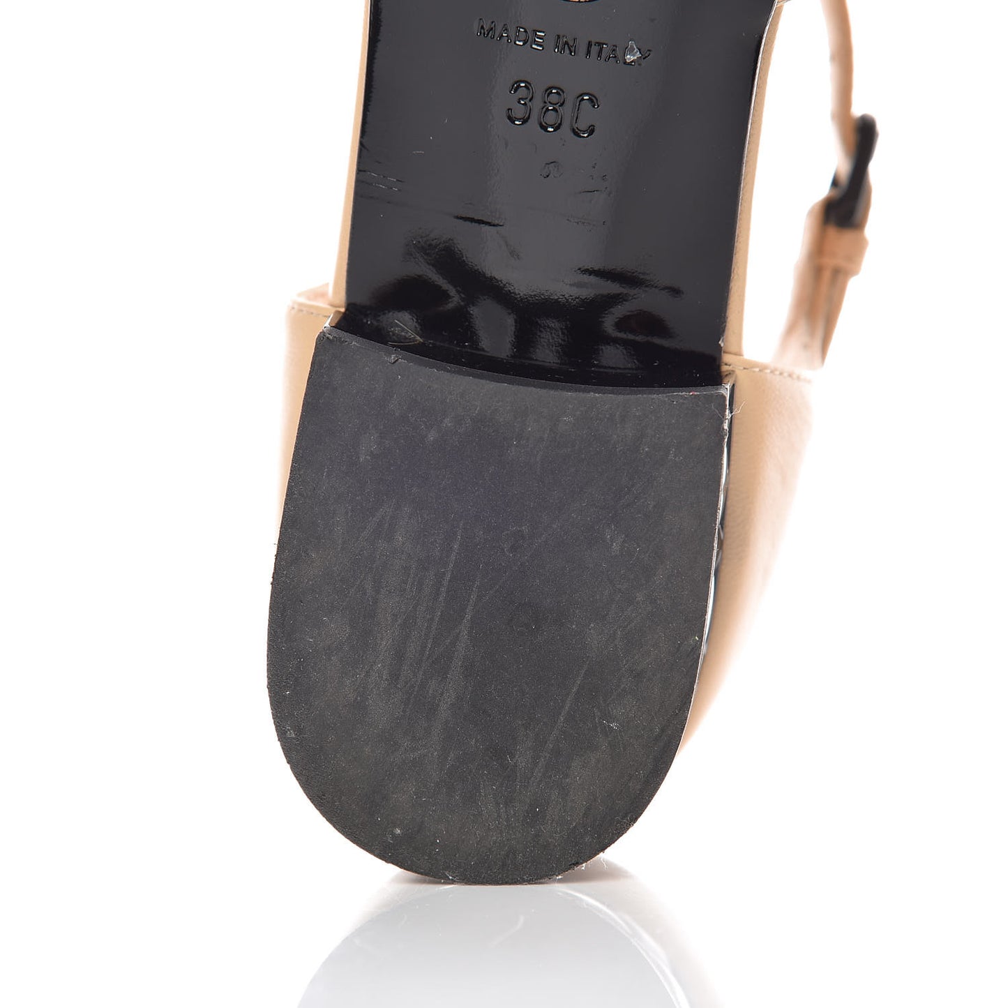 Lambskin Cap Toe CC Flats 38 Beige Black