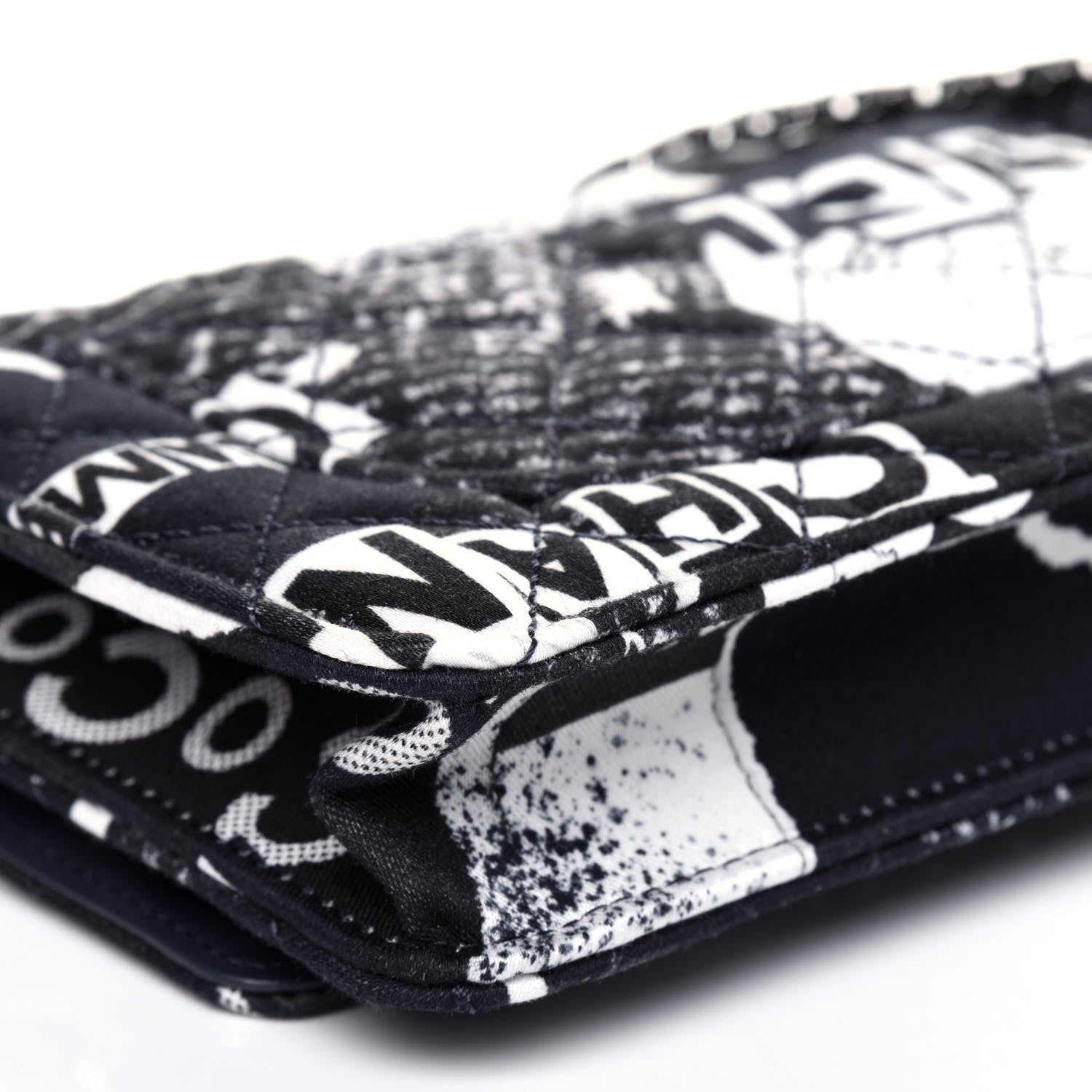 Chanel Canvas Printed Quilted 2.55 Reissue Wallet On Chain WOC White Black Navy Blue 11 of 13