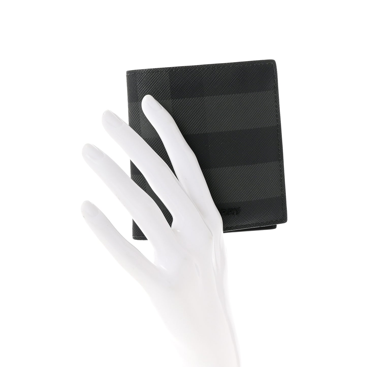 Charcoal Check Calfskin Bi-Fold Wallet
