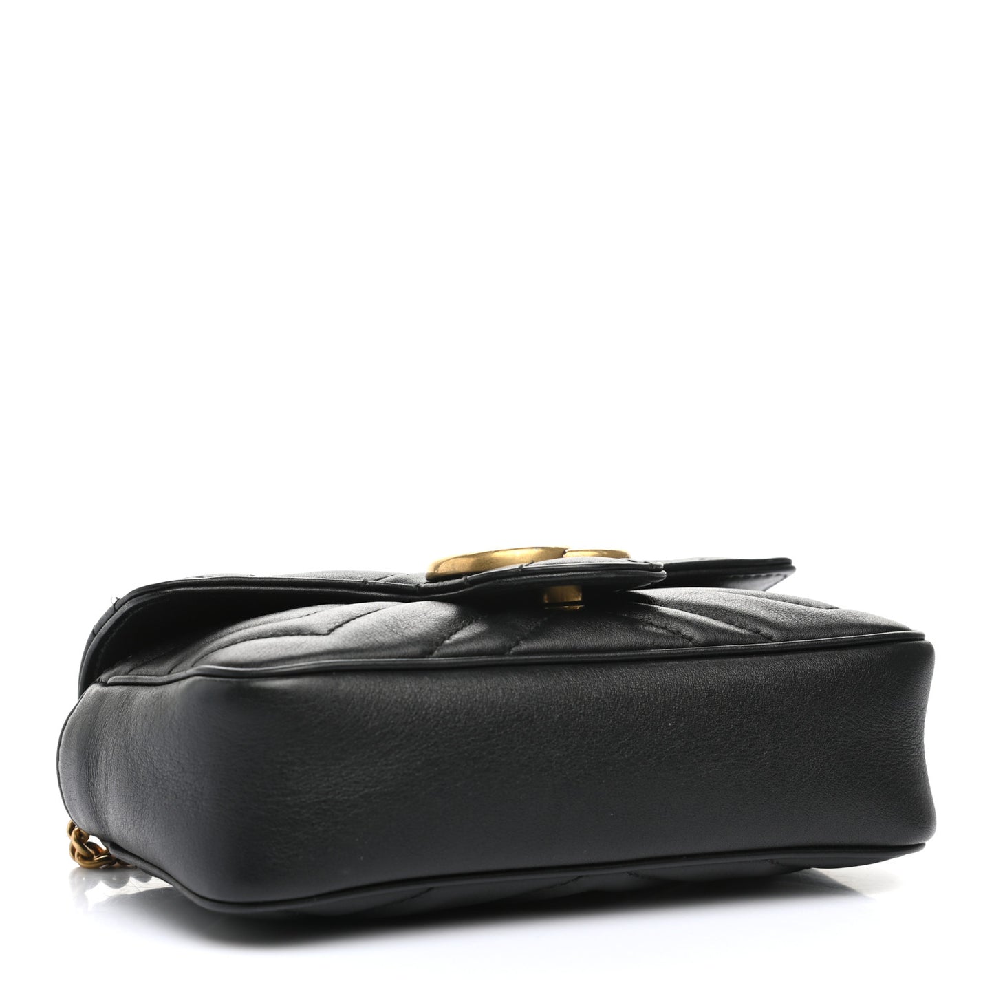 Calfskin Matelasse Super Mini GG Marmont Shoulder Bag Black