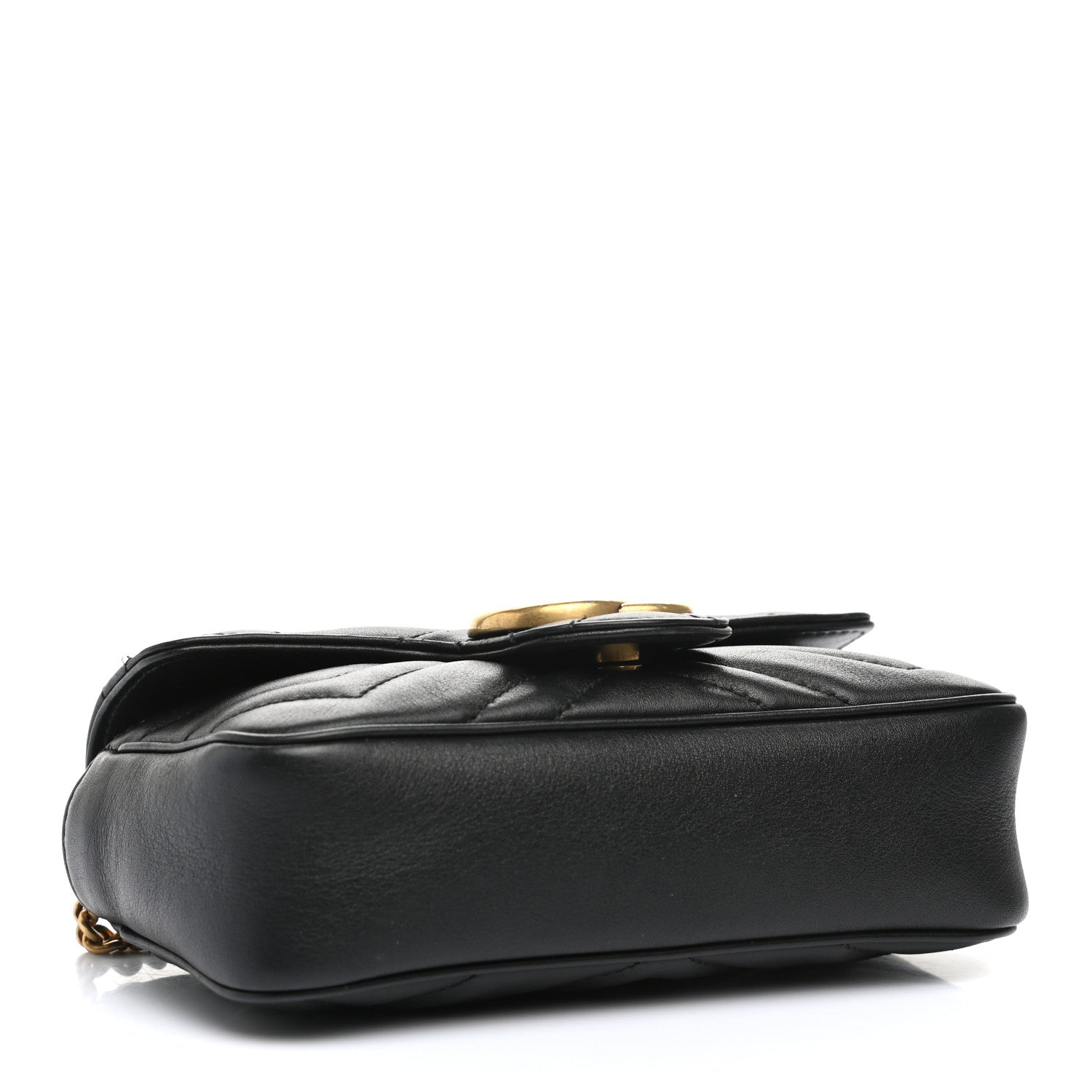 Gucci Calfskin Matelasse Super Mini GG Marmont Shoulder Bag Black 4 of 11