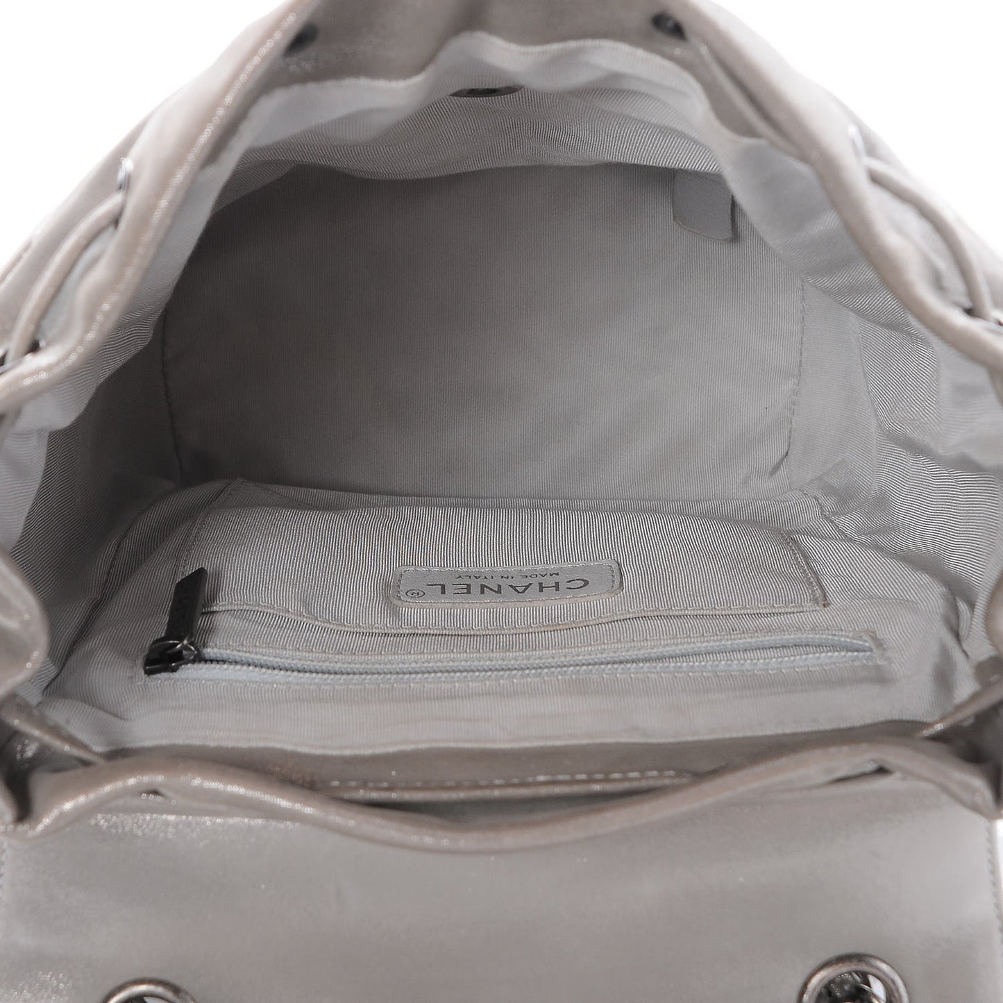 Metallic Calfskin Chevron Quilted Small Urban Spirit Backpack Silver
