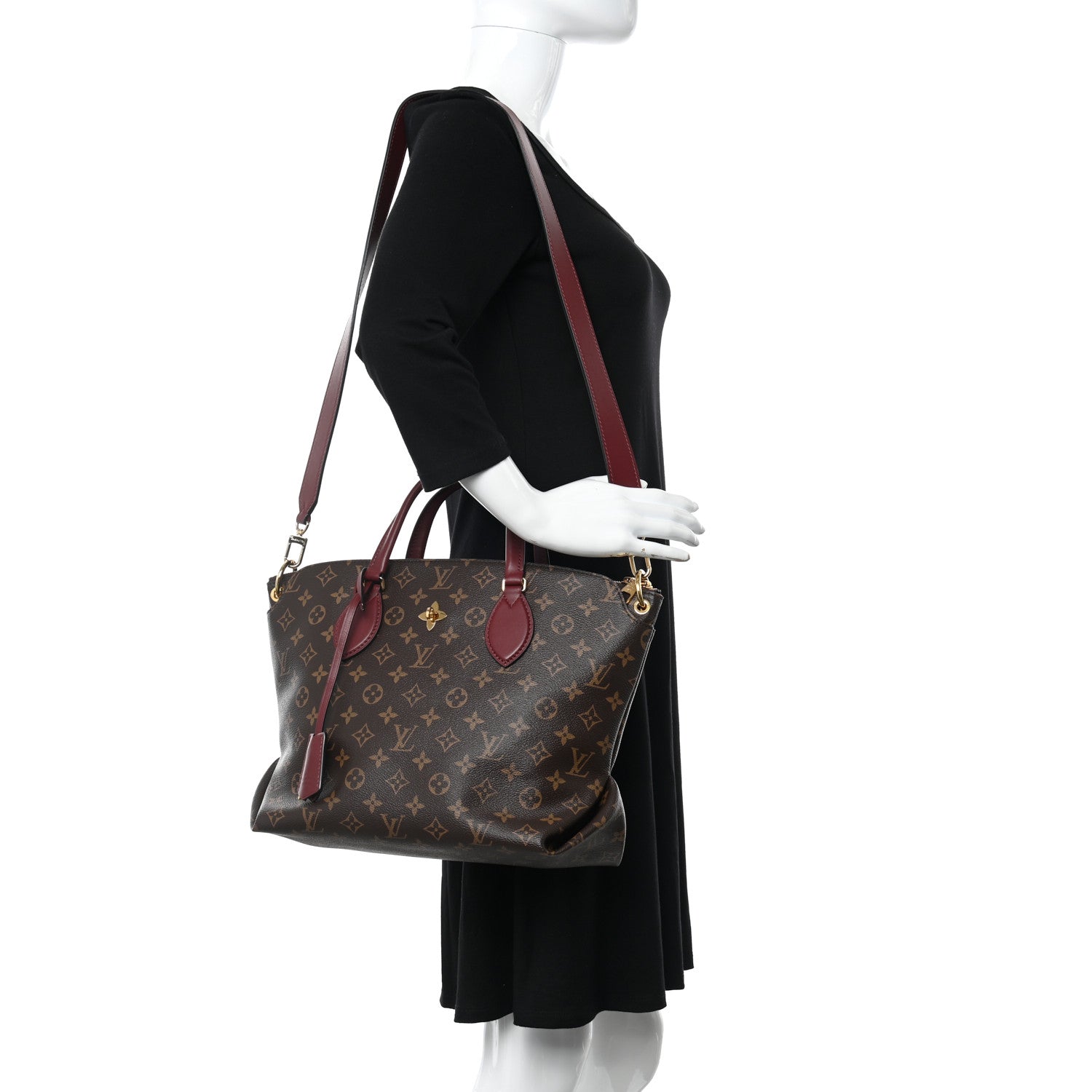 Louis Vuitton Monogram Flower Zipped Tote MM Bordeaux 2 of 10