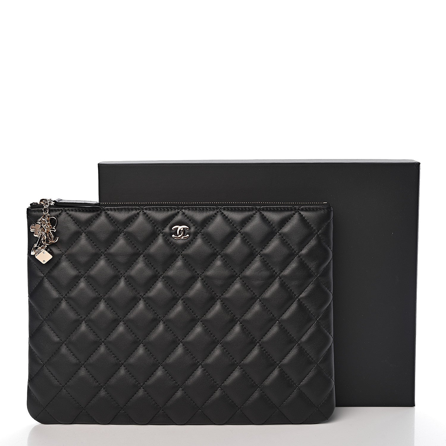 Chanel Lambskin Quilted Medium Casino Beauty CC Cosmetic Case Black 8 of 8