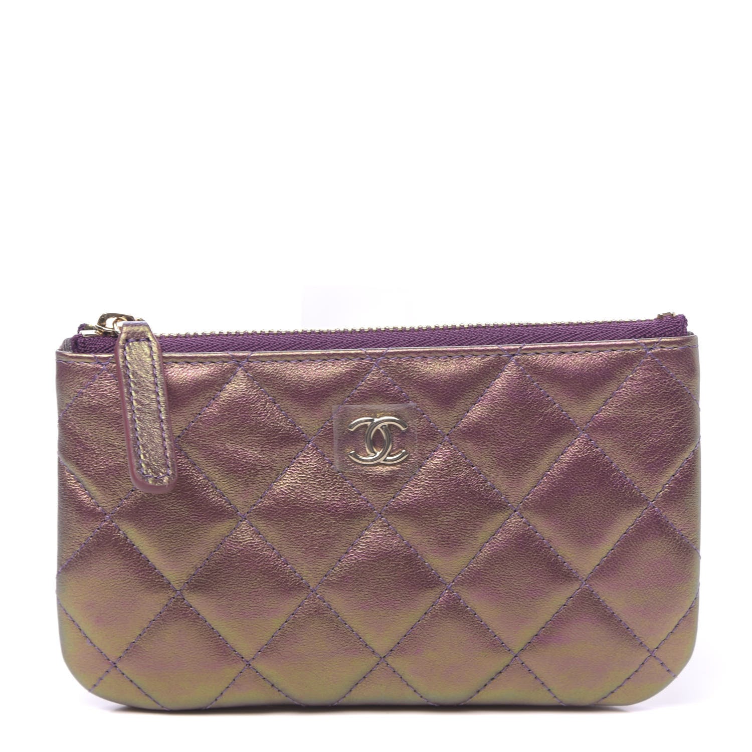 Chanel Iridescent Lambskin Quilted Small Cosmetic Case Purple 1 of 8