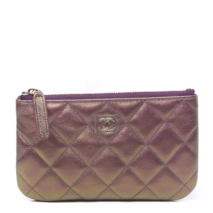 Chanel Iridescent Lambskin Quilted Small Cosmetic Case Purple 1 of 8