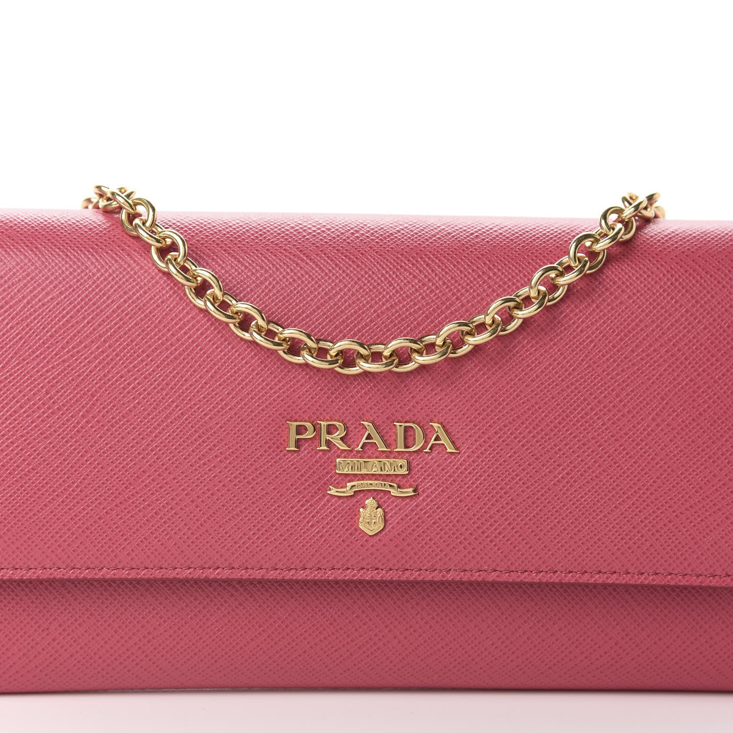 Prada Saffiano Metal Oro Chain Wallet Peonia 11 of 11
