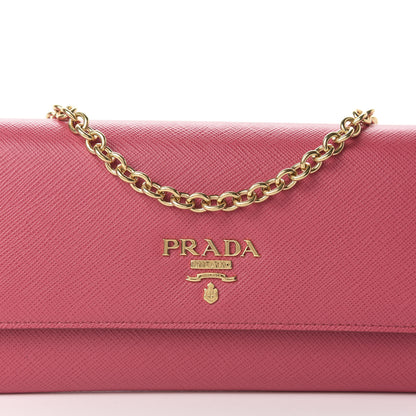 Prada Saffiano Metal Oro Chain Wallet Peonia 11 of 11