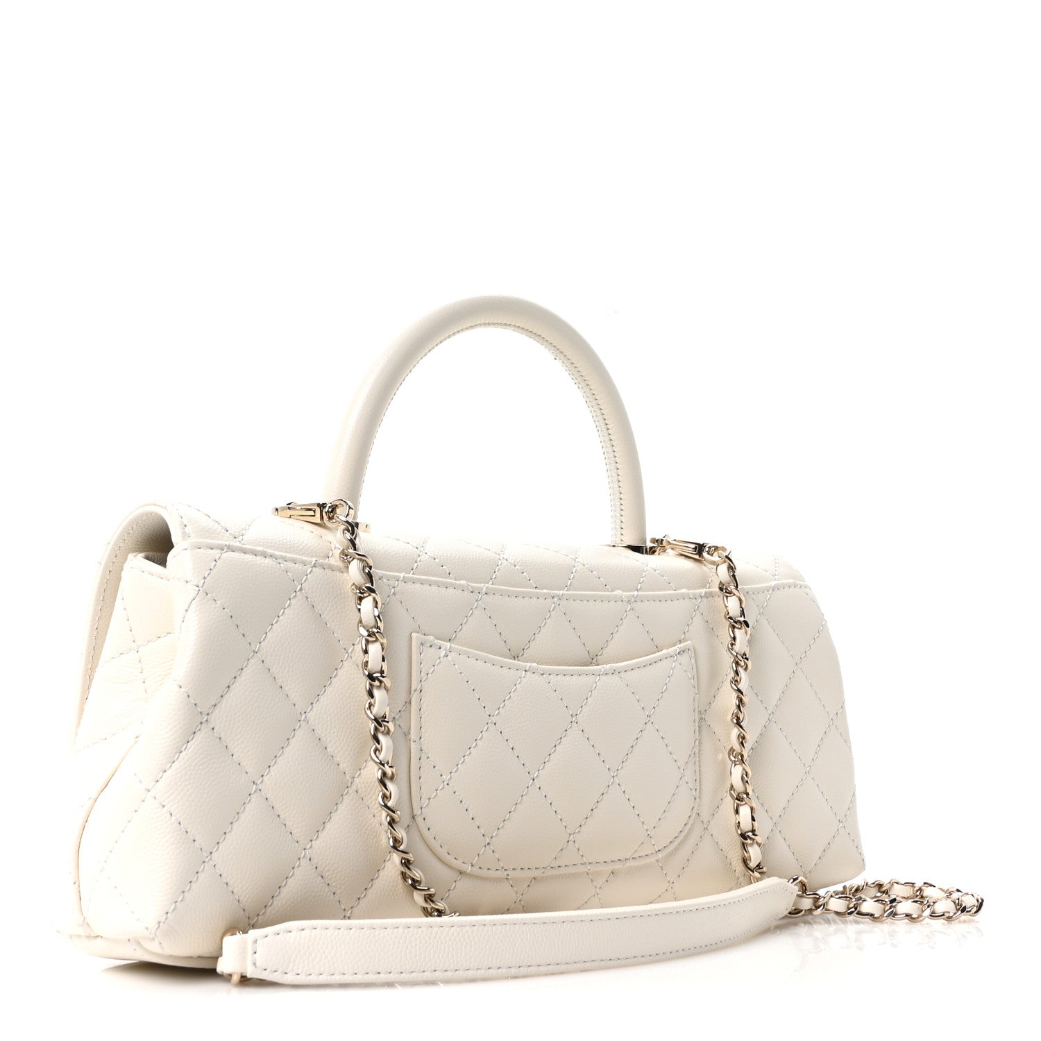 Chanel Caviar Quilted Maxi East West Coco Handle Flap White 2 of 10