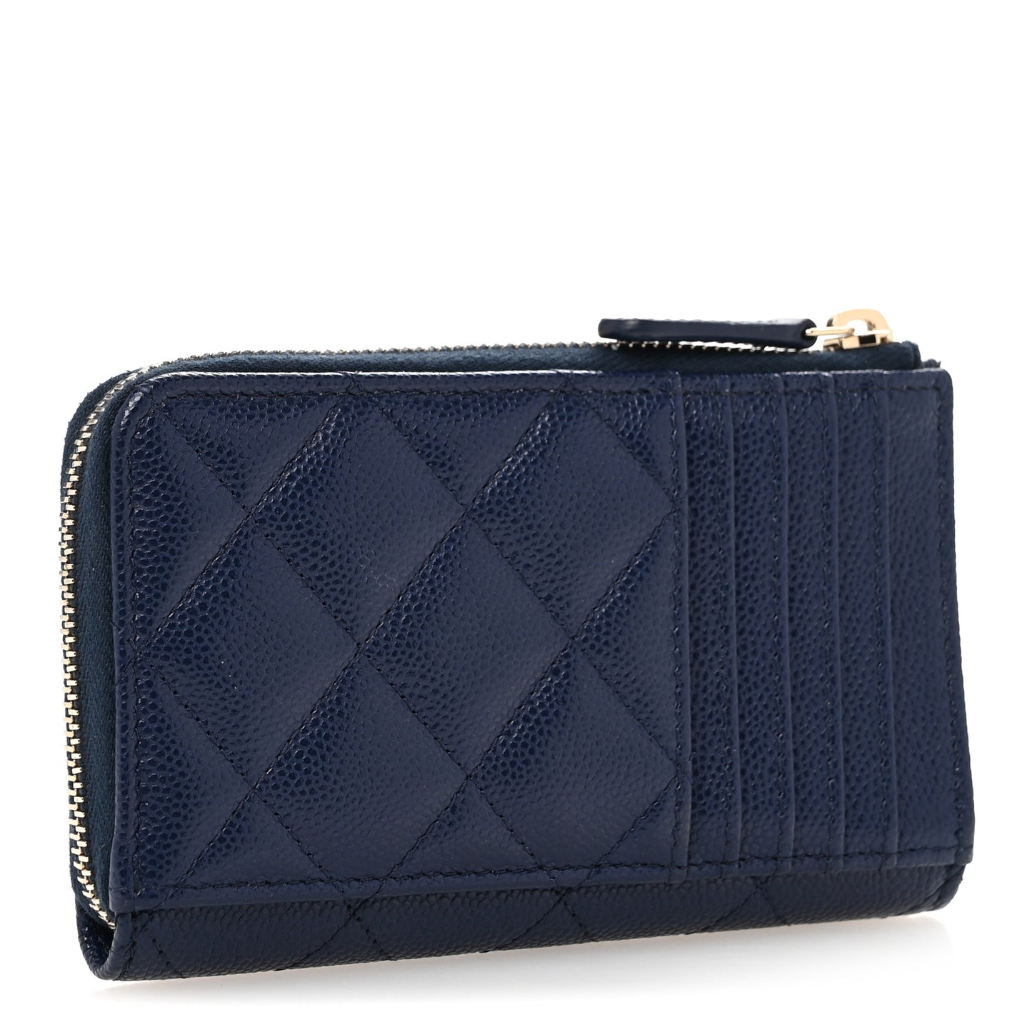 Caviar Quilted CC Zip Around Card Holder Navy