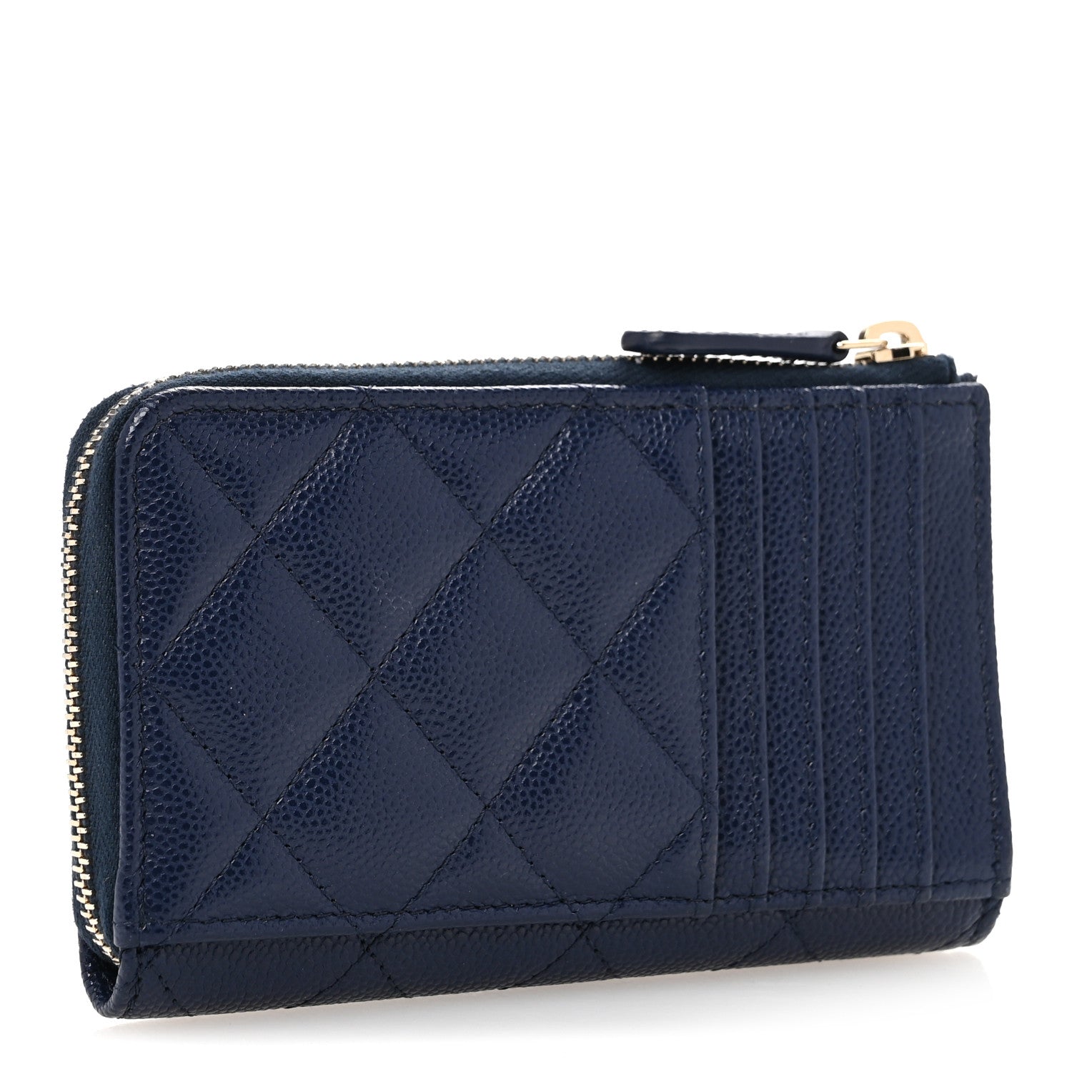 Chanel Caviar Quilted CC Zip Around Card Holder Navy 3 of 10