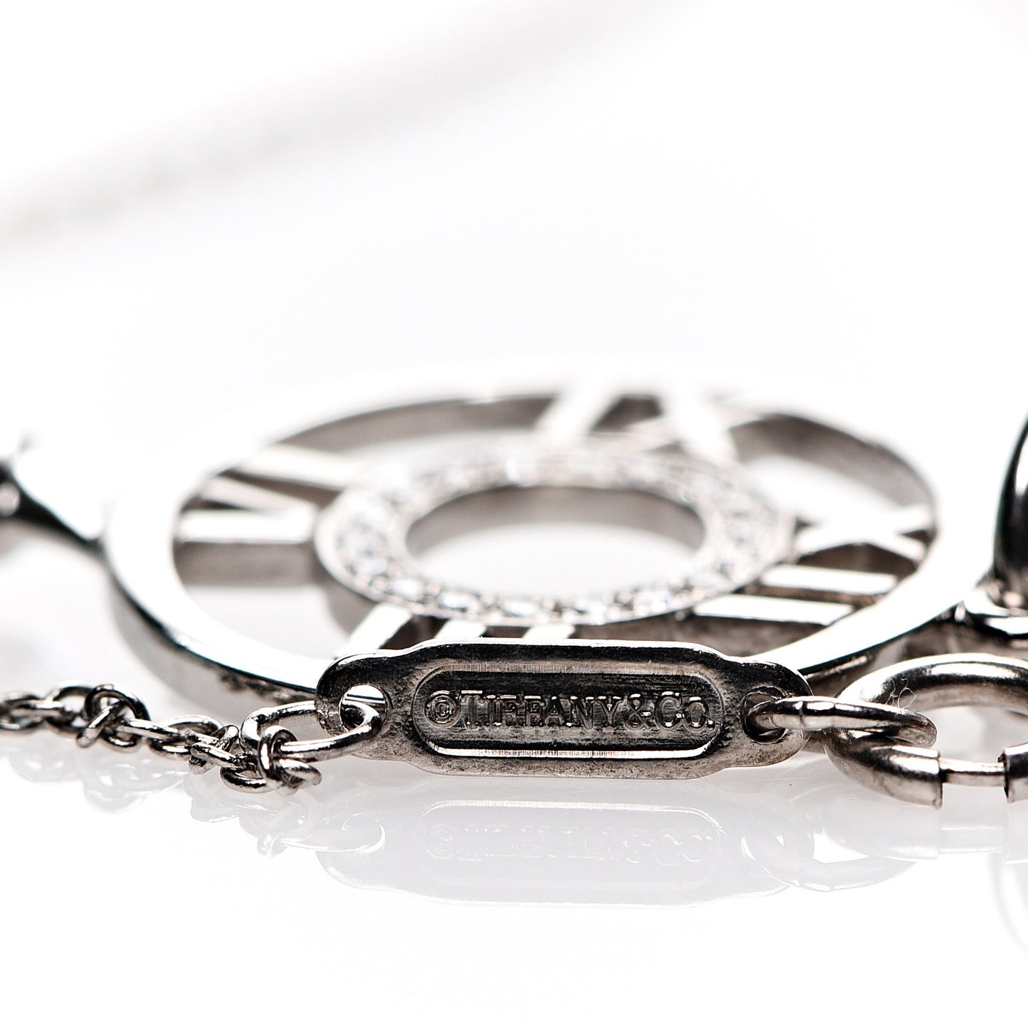 18K White Gold Diamond Atlas Key Pendant Necklace