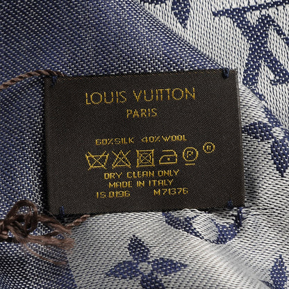 Louis Vuitton Wool Silk Monogram Denim Shawl Blue 3 of 4