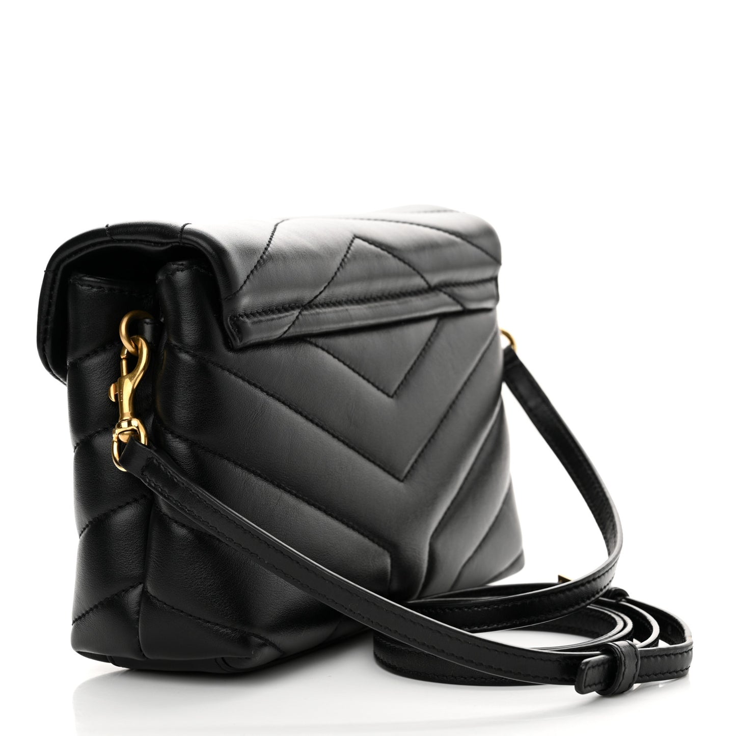 Calfskin Y Quilted Monogram Toy Loulou Crossbody Bag Black