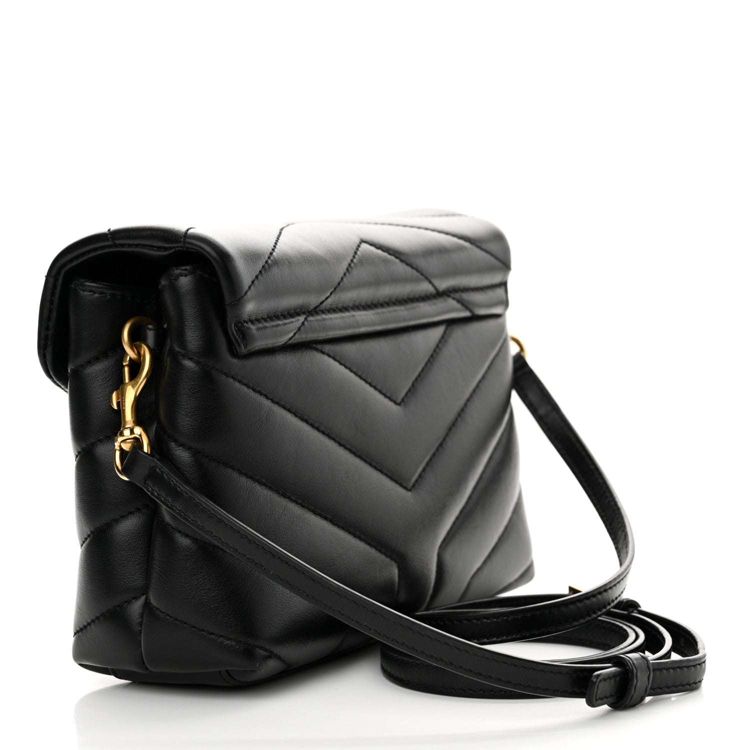 Saint Laurent Calfskin Y Quilted Monogram Toy Loulou Crossbody Bag Black 3 of 10