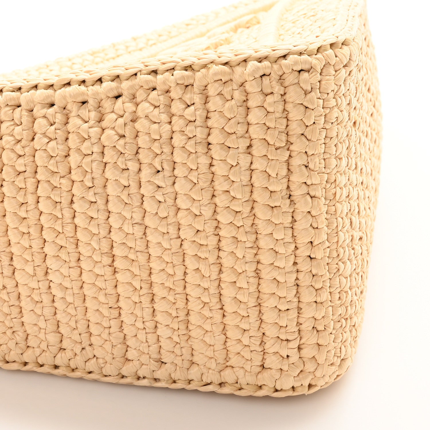 Prada Yarn Raffia Effect Crochet Triangle Shoulder Bag Naturale 10 of 11