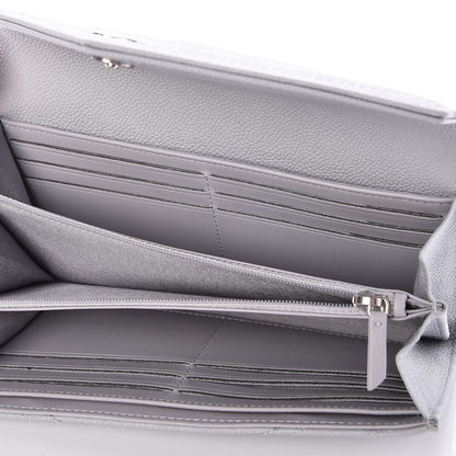 Chanel Caviar Chevron Quilted Large Gusset Flap Wallet Grey 5 of 9
