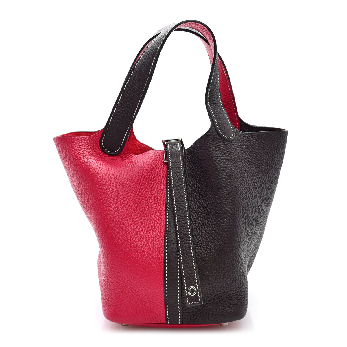 Taurillon Clemence Casaque Picotin Lock 18 PM Rouge Sellier Framboise