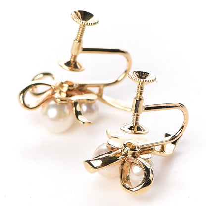 Mikimoto 18K Yellow Gold Akoya Pearl 4.5-6mm Ribbon Screw Back Earrings 3 of 4