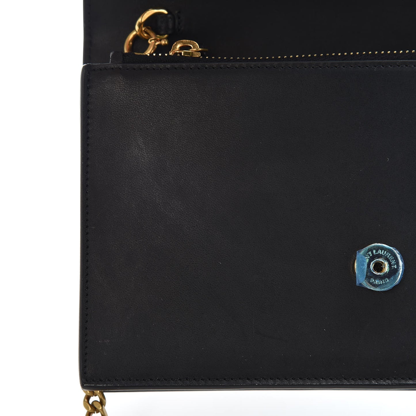 Pony Hair Leopard Print Classic Monogram Kate Tassel Chain Wallet Black