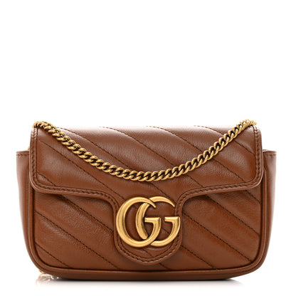 Gucci Azalea Calfskin Matelasse Diagonal Super Mini GG Marmont Shoulder Bag Cuir 1 of 12