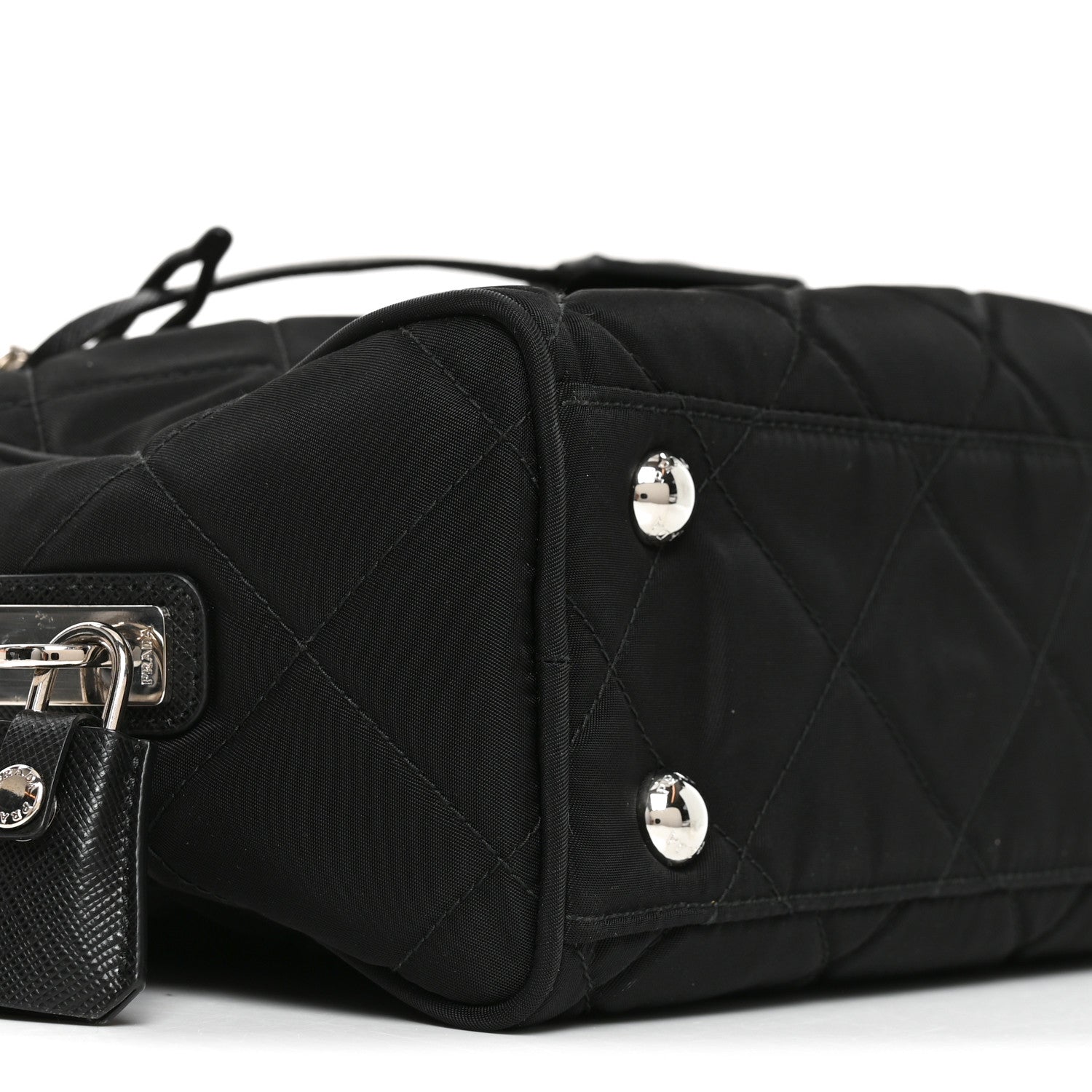 Prada Nylon Tessuto Impuntu Quilted Shoulder Bag Black 7 of 8