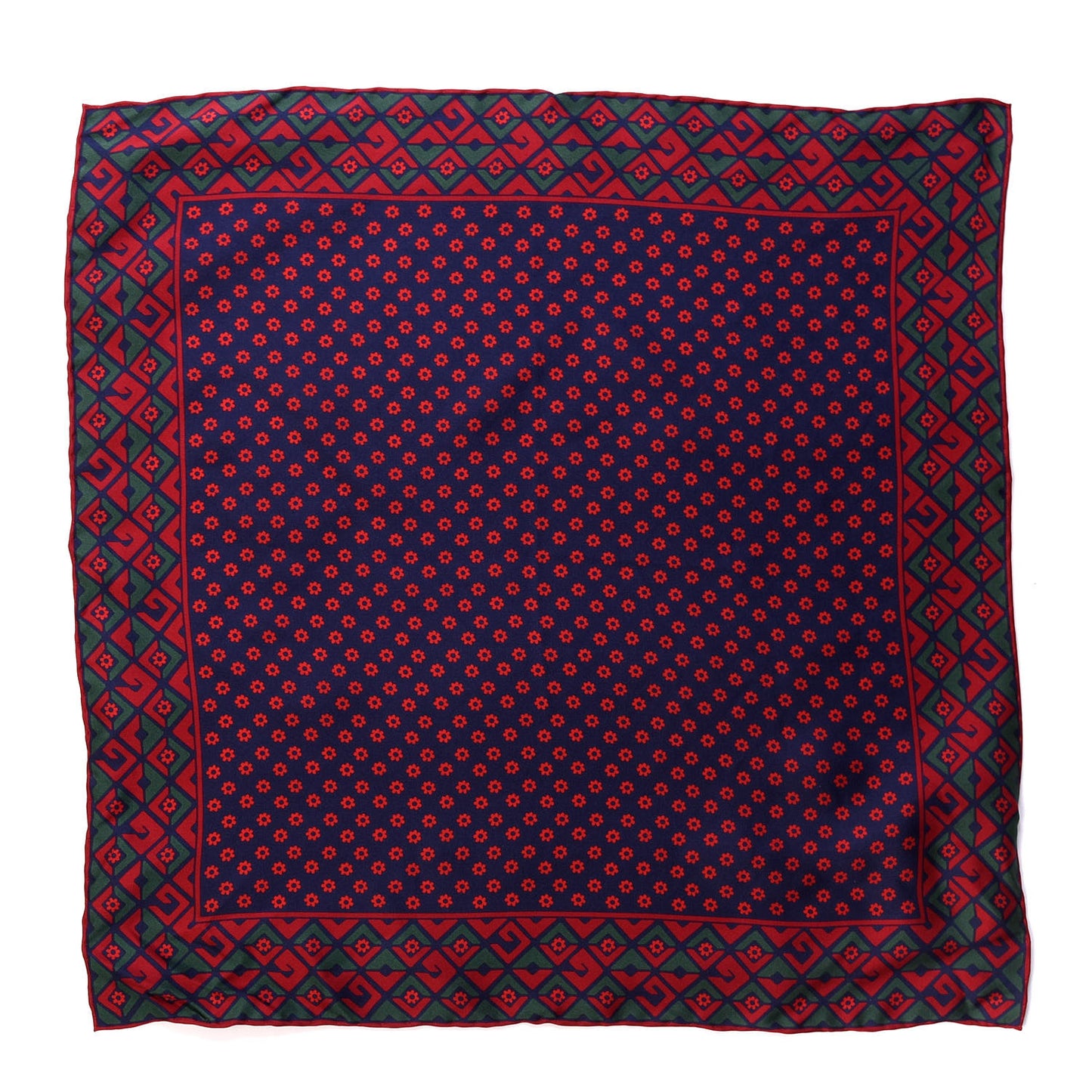 Silk Twill Plainmetric Square Scarf Sapphire Green