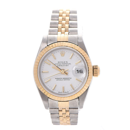 Rolex Stainless Steel 18K Yellow Gold 26mm Oyster Perpetual Datejust Watch White 79173 1 of 9