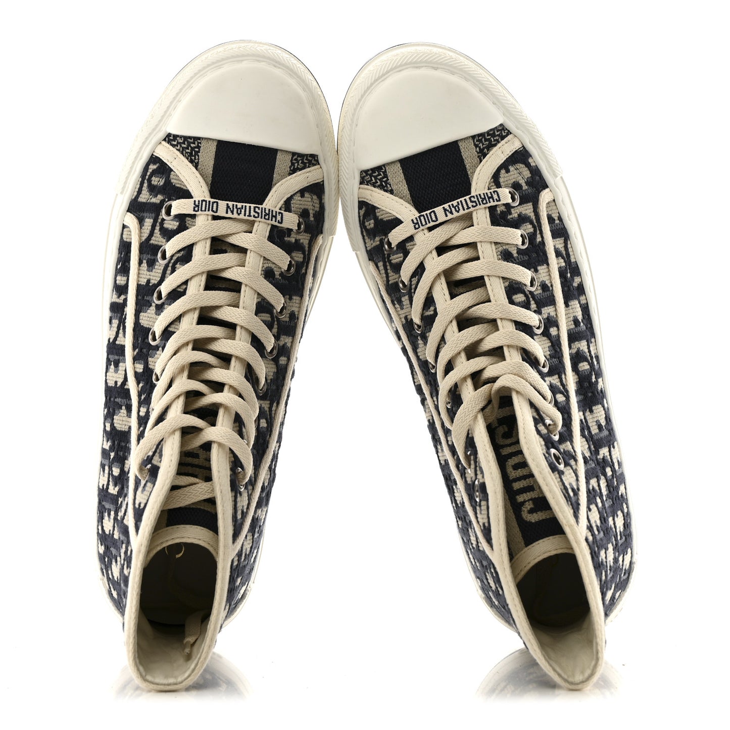 Canvas Oblique Walk'N'Dior Platform High Top Sneakers 38 Deep Blue