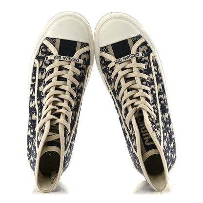 Christian Dior Canvas Oblique Walk'N'Dior Platform High Top Sneakers 38 Deep Blue 2 of 12