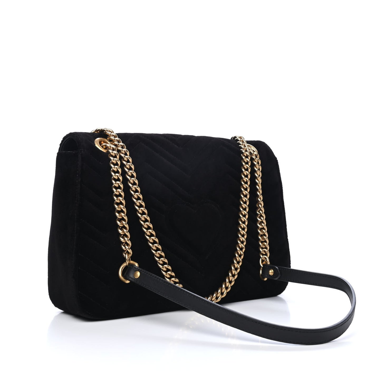 Velvet Matelasse Medium GG Marmont Shoulder Bag Black