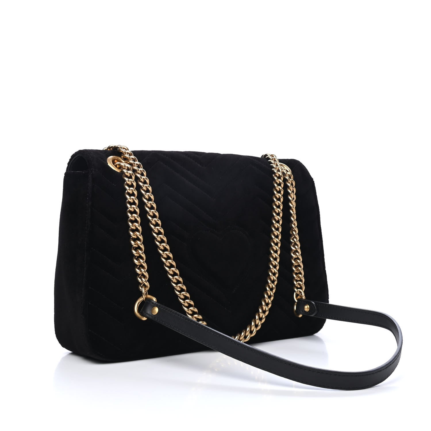 Gucci Velvet Matelasse Medium GG Marmont Shoulder Bag Black 2 of 4