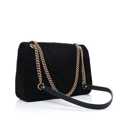 Gucci Velvet Matelasse Medium GG Marmont Shoulder Bag Black 2 of 4